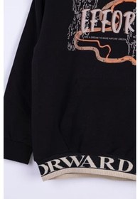 Resim Nk Kids Erkek Çocuk Kapüşonlu Kanguru Cepli Effort Baskılı Sweatshirt-13016-siyah 