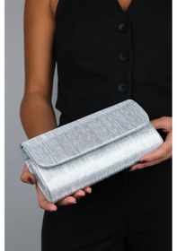 Resim Ago Gümüş Çizgili Kadın Abiye Çanta Çok Renkli 