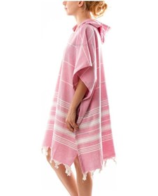 Resim %100 Pamuk Yetişkin Peştemal Panço Bornoz Plaj Havlusu Pembe L-xl Pembe 