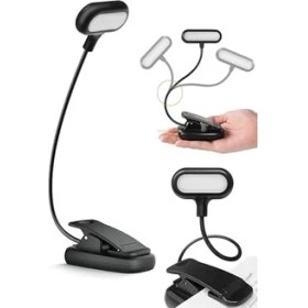 Resim Ledli Klipsli Mini Kitap Okuma Lambası Mandallı Pille Çalışan Işık Masa Lambası Kitap Okuma Işığı 