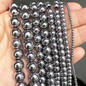Resim Hematite Boncuk Çeşitleri, 2-12mm Doğal Gümüş Rengi Yuvarlak Pürüzsüz Gevşek Taş Boncuklar DIY Takı Yapımı, Bileklik ve Kolye Aksesuarları, Toplu Paket 