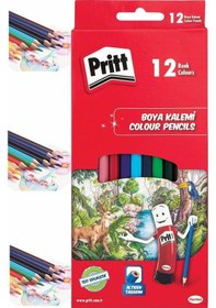 Resim Kuru Boya Kalemi 12 Renk Karton Kutu 1 Paket Pritt 12 Li Kuruboya Tam Boy Renkli Kalem Kaliteli Yumuşak Uçlu Canlı Renk Çok Renkli 