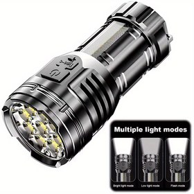 Resim 1 adet 2025 Yeni Şarj Edilebilir 9-LED El Feneri, COB Yan Işık, USB Güç Kaynağı, 1800Mah Lityum Pil, Standart Fonksiyon, USB Kablosu Dahil - Taşınabilir Acil Durum Spot Işığı, Açık Hava Kullanımı İçin Uygun 