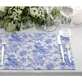 Resim Blue Garden Kumaş Amerikan Servis 4'lü Set Keten Kumaş, Uluslararası Yıkama Ve Solmama Sertifikası Çok Renkli 