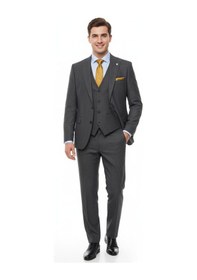 Resim Presto Erkek Slimfit 6 Drop Yelekli Takım Elbise Siyah 794-001 Siyah 