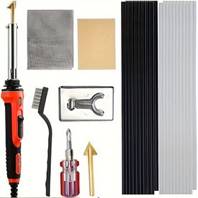 Resim 100W Sıcaklık Kontrollü Plastik Kaynak Kiti PVC Lehimleme Demiri Tabanca Araba Tamponu Onarım Aracı Hızlı Isıtma Plastik Kaynakçı 