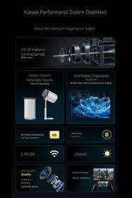 Resim Omaze Ts 7 Tripodlu Upgrade Taşınabilir Android Sinema Projeksiyon Wifi Destekli Akıllı Projektör 