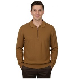 Resim Advante Erkek Regular Fit Polo Yaka Petek Triko Kazak Bgl-st04825 Camel 