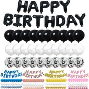 Resim 43 adet/takım Mutlu Doğum Günü Balonları 16 inç Folyo Harf Balonu 10/12 inç Konfeti Lateks Balon Doğum Günü Parti Süsleri için 