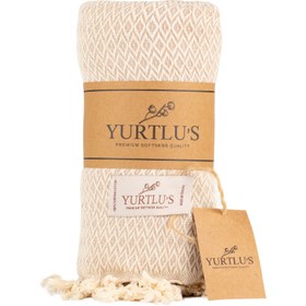 Resim YURTLU'S Elegance Series Absorbent 38"x72" Turkish Towel Highly Pre-Washed - Beige 
