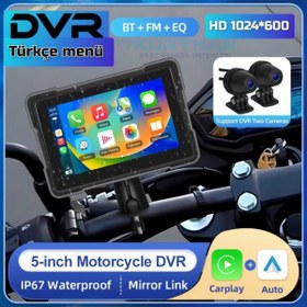 Resim Twogo CARPLAY-ANDROİD AUTO ÖZELLİKLİ MOTOSİKLET 5 İNÇ DVR EKRAN ÖN-ARKA KAMERA TÜRKÇE MENÜ 
