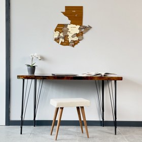 Resim Guatemala Ahşap Duvar Haritası - 3D ve Çok Renkli - Ahşap Duvar Dekoru - 57x60 cm 