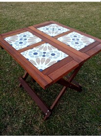 Resim Birayse Ahşap İroko Sultan Ahşap Bahçe Ve Balkon Masası Ceviz 