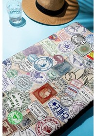 Resim Dijital Baskı Plaj Deniz Havlusu Posta Pulu Desenli Peştamal Hvl0081 Renkli 