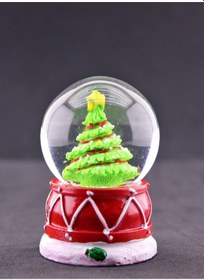 Resim Çam Ağacı Yeni Yıl Temalı Mini Boy Işıklı Kar Küresi 6.5 Cm 