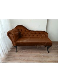 Resim Dekoratif Bihter Koltuk Josefin Puf 130 Cm Siyah Ayak Kahve 