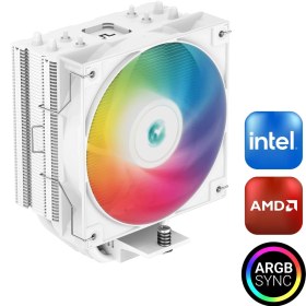 Resim Deep Cool Deepcool AG400 V5 Arbg Işlemci Soğutucu White, Amd ve Intel Uyumlu, 120MM Kule Tipi Hava Soğutma, 12 cm Hava Soğutucu, Tdp 220W, Beyaz 