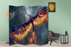 Resim Anka Kuşu Motifli Özel Tasarım Paravan Room Divider 180 x 200 cm 