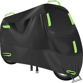 Resim 1 adet Ekstra Büyük Motosiklet Kılıfı, 210D Oxford Kumaş Malzeme, Çeşitli Modeller için Çoklu Boyut, Güneş Korumalı Motosiklet Elektrikli Bisiklet Bisiklet Kılıfı, Dahili Hırsızlık Kilitli Araba Kılıfı 
