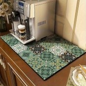 Resim 1 Adet Kahve Makinesi Emici Drenaj Matı, Tezgah Mutfak Aletleri Kurutma Matı, Diatomit Toprak Mutfak Placemat, Kahve Baskılı Mutfak Aletleri Kurutma Matı, Yıkanabilir Kaymaz Drenaj Matı, Mutfak Kahve Barı İçin Uygun 