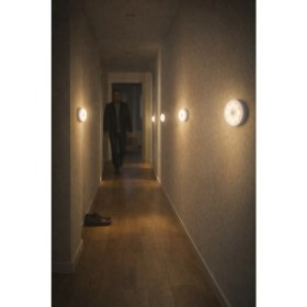 Resim Biton Toptan 10 Adet Hareket Sensörlü Beyaz Işık LED Gece Lambası - Kablosuz 8 Ledli | Merdiven, Koridor, Yatak Odası 