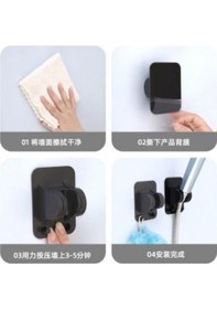 Resim 3b Trend Yapışkanlı Duş Başlığı Tutucu Ayarlı Askılı Siyah Siyah 