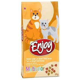 Resim Enjoy Multi Color Tavuk Etli Renkli Yetişkin Kedi Maması 10 Kg 
