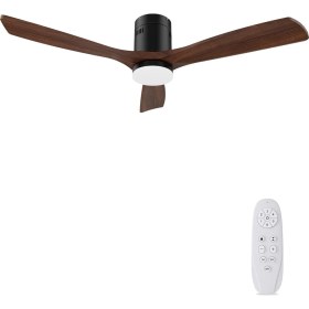 Resim Ahşap Tavan Vantilatörü Aydınlatmalı Kısılabilir LED 24W Sessiz Dc Motor 38W 132CM 