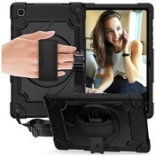 Resim Samsung Uyumlu Galaxy Tab A7 10.4 /t500 360 Derece Döndürme Pikap Kontrast Renk Robot Darbeye Dayanıklı Silikon + Pc Koruyucu Kılıf Tutucu İle 