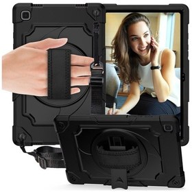 Resim Samsung Uyumlu Galaxy Tab A7 10.4 /t500 360 Derece Döndürme Pikap Kontrast Renk Robot Darbeye Dayanıklı Silikon + Pc Koruyucu Kılıf Tutucu İle 