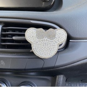 Resim Blingston Kristal Taşlı Minnie Mickey Mouse Pleksi Havalandırma Klips Oto Kokusu Gümüş Beyaz 