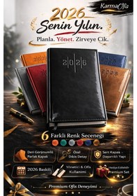 Resim Siyah Premium Deri Görünümlü Ajanda 14x20 Cm 7 Renk Seçenekli Sert Kapak Yönetici Planlayıcı Siyah 
