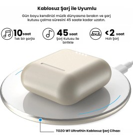 Resim Tozo T6S Ip-X8 Su Geçirmez Kablosuz Şarj Özellikli Dokunmatik Kontrol Kulakiçi Kablosuz 5.3 Bluetooth Kulaklık( Tozo Türkiye Garantili ) 