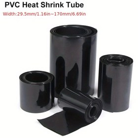 Resim 1m PVC Isıyla Küçülen Tüp, Siyah, DIY Pil Paketi Güç Kaynağı için Dayanıklı İzolasyon Koruma, Güvenli ve Kullanışlı, Genişlik 29.5mm~170mm 