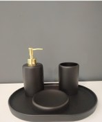 Resim Selim Dekor 4 Parça Banyo Seti Victoria Siyah 