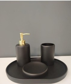 Resim Selim Dekor 4 Parça Banyo Seti Victoria Siyah 