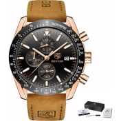 Resim Hanyang L Kahverengi Altın Siyah B Benyar Erkek Saatler Marka Lüks Silikon Kayış Su Geçirmez Spor Kuvars Chronograph Askeri Izle Erkekler Saat Relogio Masculino (Yurt Dışından) 