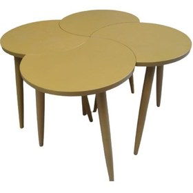 Resim Zigon-Orta Sehpa Takım Hilal Model Parlak Hardal Renk Kayın Torna 