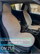 Resim rebols KİLİM DOKUMA TERLETMEZ %100 PAMUK OTO KOLTUK MİNDER SETİ 2'Lİ (BEJ) 