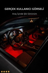 Resim babikamium Kumandalı Şarjlı Çift RGB Led Flaşör 2’li Set Araç İçi Ambiyans Pedal Altı Uyarı Lambası 