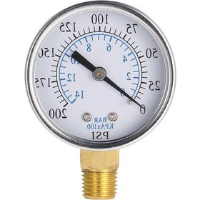 Resim Createtech Su Ölçer Npt Manometre Hidrolik Havuz Göstergesi Filtre Basınç Sensörü Dişli Basıncı 50mm 200psı 14bar 1/4" 0-0 Gb 