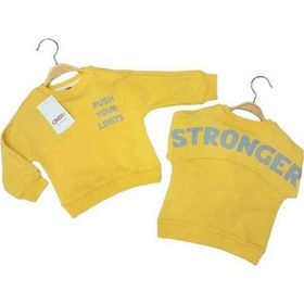 Resim Çikoby Erkek Bebek Your Limits Yazılı Sweatshirt-13681 Sari 