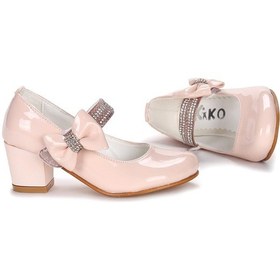 Resim Kiko Kids Kiko 752 Rugan Günlük Kız Çocuk 4 Cm Topuk Babet Ayakkabı Pudra 