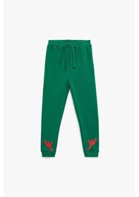 Resim Koton Bebek Beli Bağcıklı Baskı Detaylı Şardonlu Jogger Eşofman Altı Yeşil 