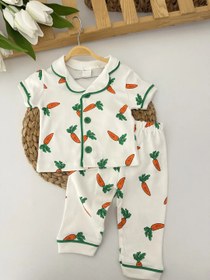 Resim Bebek Beyaz Havuç Desenli Pijama Takımı 