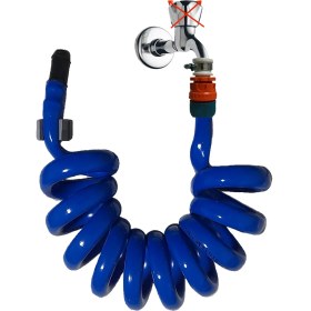 Resim Plasyay Spiral Wc Taharet Hortumu Rekorlu ve Duvara Sabitlemeli 2 Metre Mavi 