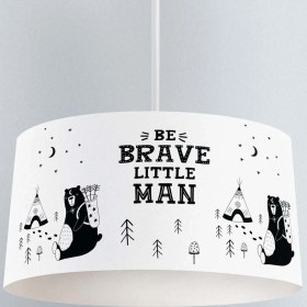 Resim instababyrooms Beyaz Cesur Ayı Desenli Çocuk Odası Dijital Baskılı Sarkıt Avize 