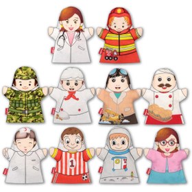 Resim Tox 10 Parça Meslekler El Kukla Set , Eğitici Oyuncak 