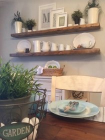 Resim Dekoratif Doğal Ahşap 2 Li 195 X 10 X 4 Cm Gizli Aparatlı Raf Ahşap 