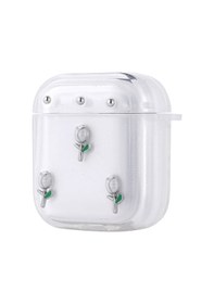 Resim Ekılıf - Apple Uyumlu AirPods 1. Nesil - Kılıf Airbag Tasarımlı Simli Şeffaf Kutup Kılıf - Airbag 44 - Lale - T36621 Lale 